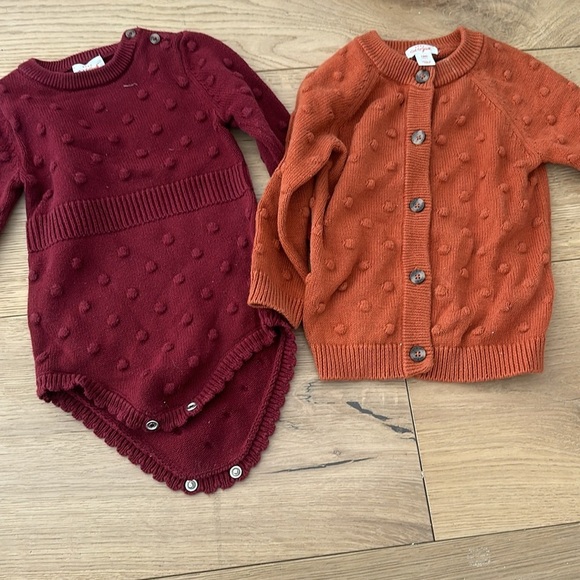 Cat & Jack baby girl fall set 18m burgundy and orange
